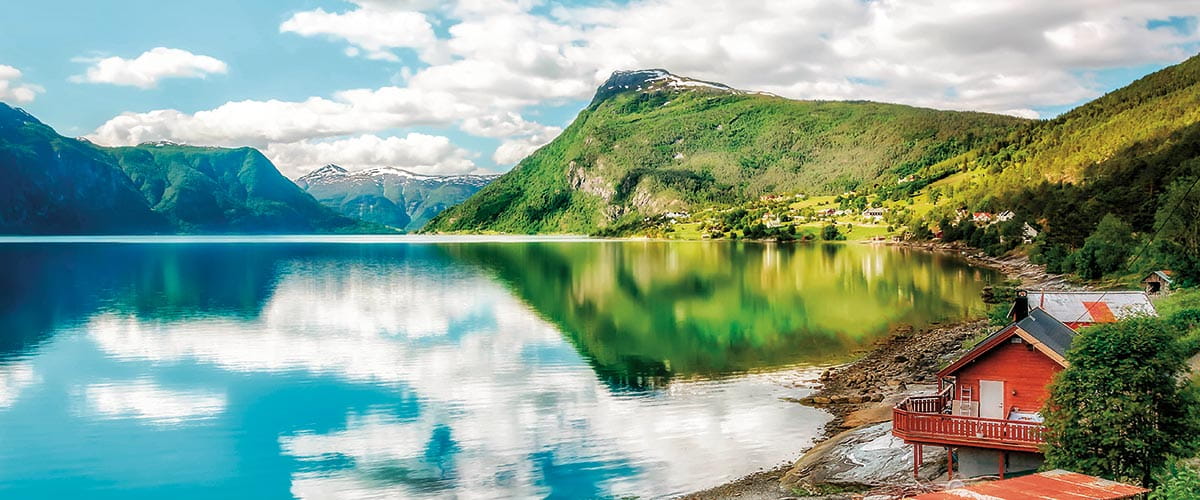 Fjordland scenery in Lustrafjord, Norway